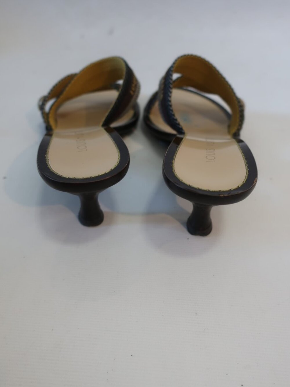 Women Louis Vuitton Revival Cloth Brown, Gray Mule Sandals 37 1/2 EU/US 7.5 - Picture 10 of 13